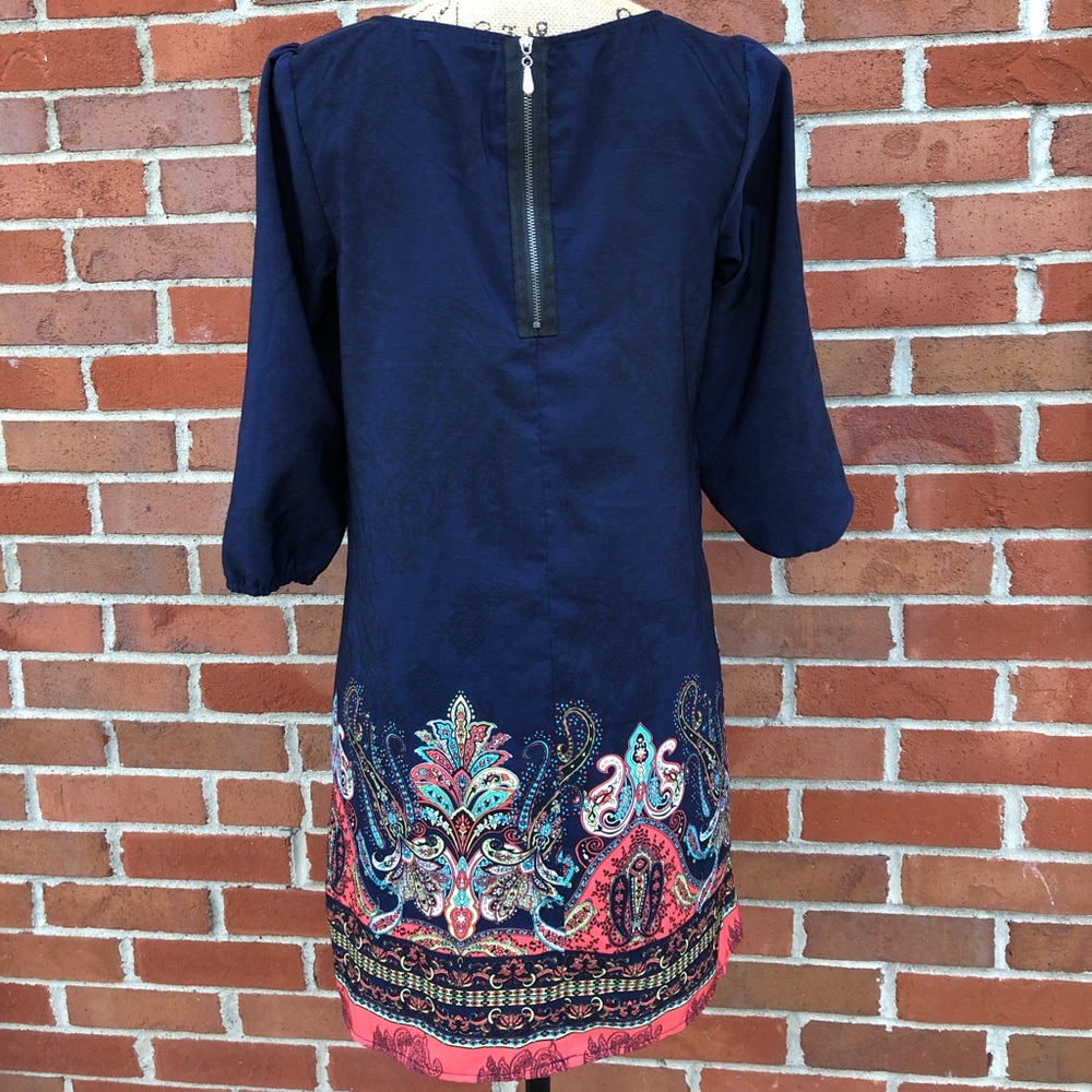 BeBop 3/4 Sleeve Paisley Print Multicolor Dress - Picture 6 of 8